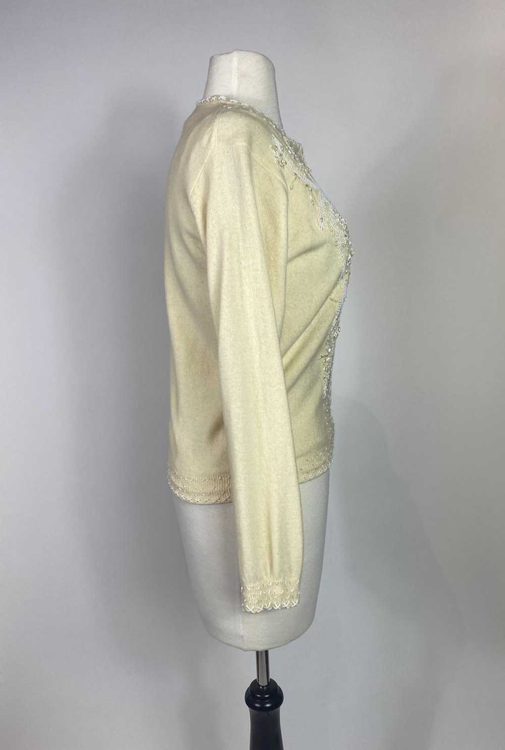 1950s - 1960s Beaded Angora Wool Blend Cardigan S… - image 5