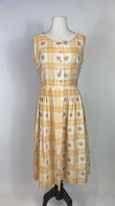 1950s - 1960s Orange Plaid Swing Dress
