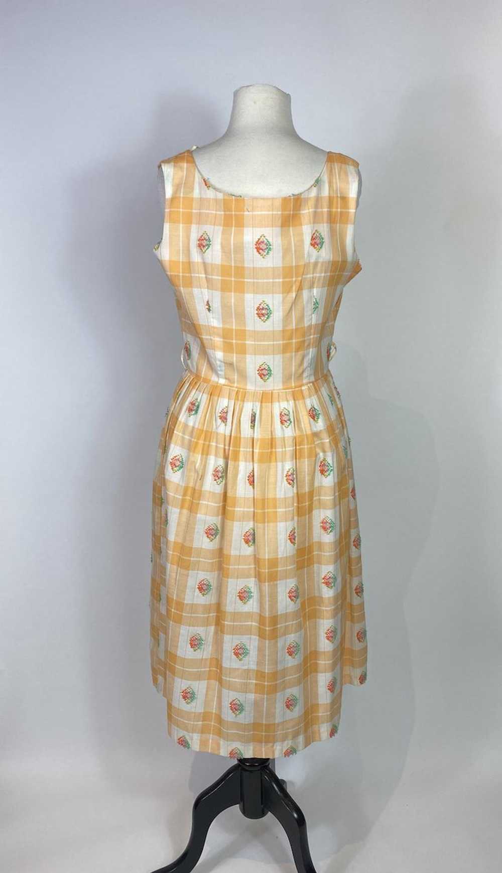 1950s - 1960s Orange Plaid Swing Dress - image 5