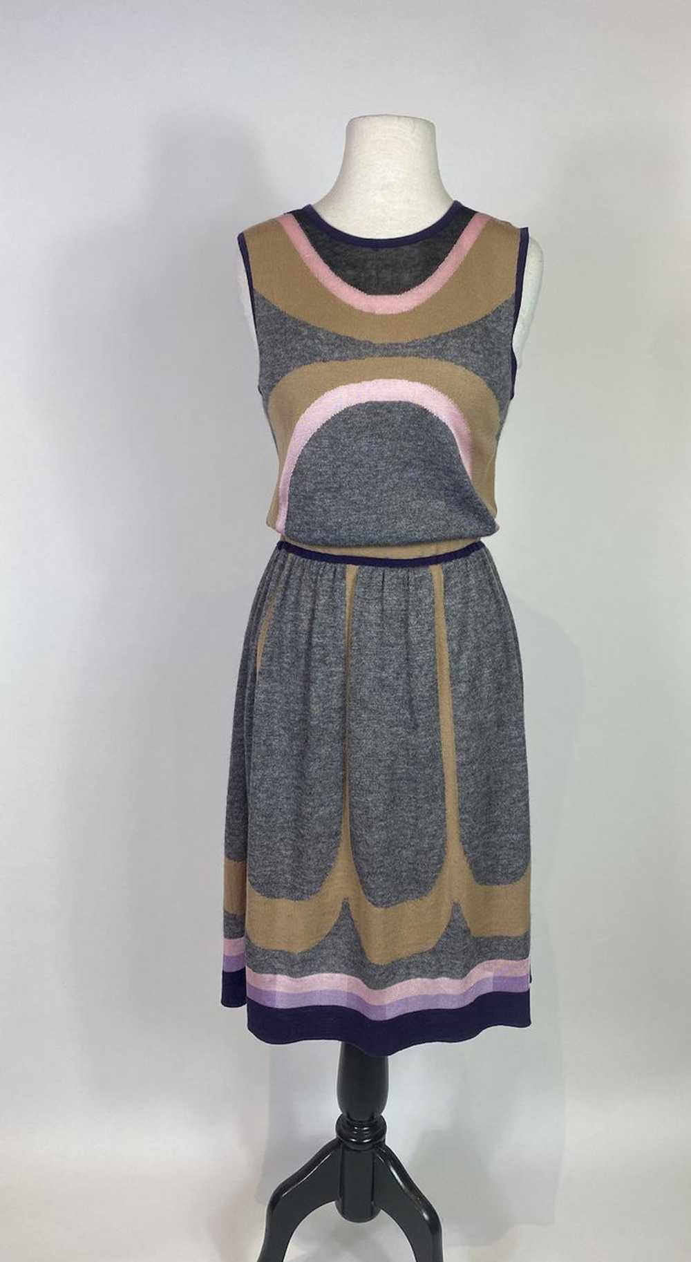 1990's - Y2K MISSONI Wool Blend Color Block Dress - image 1