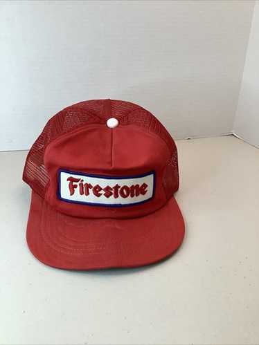 帽子 Firestone 80's Trucker Hat Made in USA Vintage Firestone Patch Snapback Trucker Hat Cap USA - Gem