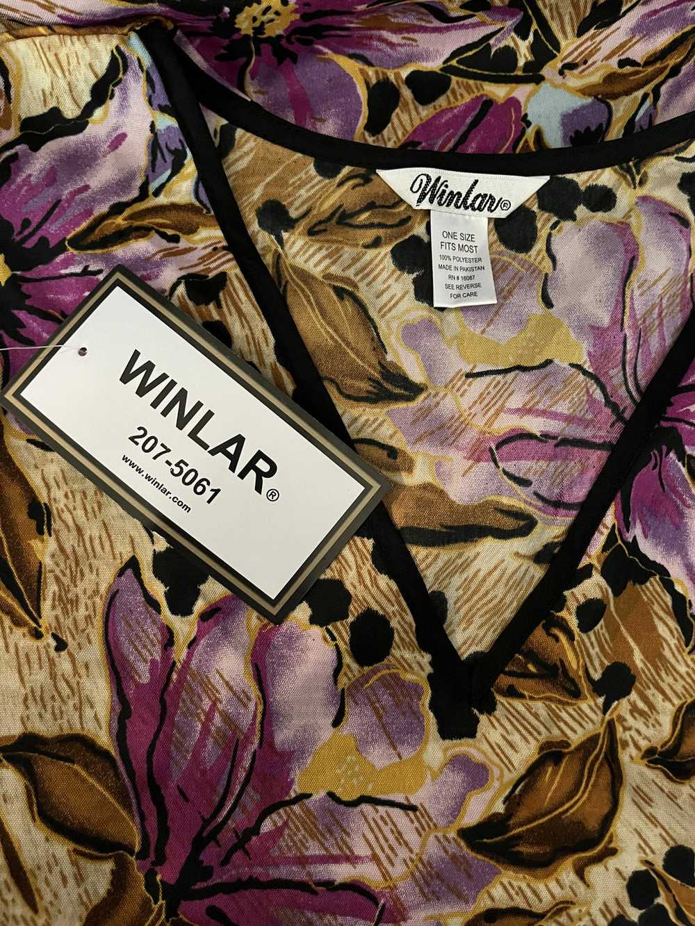 Winlar Size Open Brown & Purple Floral Caftan NWT - image 6