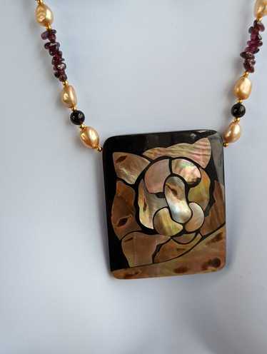 Other Vintage Lee Sands Mountain Lion Face Necklac