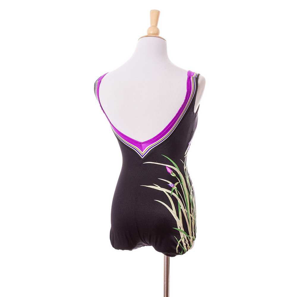1970s Black and Purple Nylon Swimsuit with Matchi… - image 3