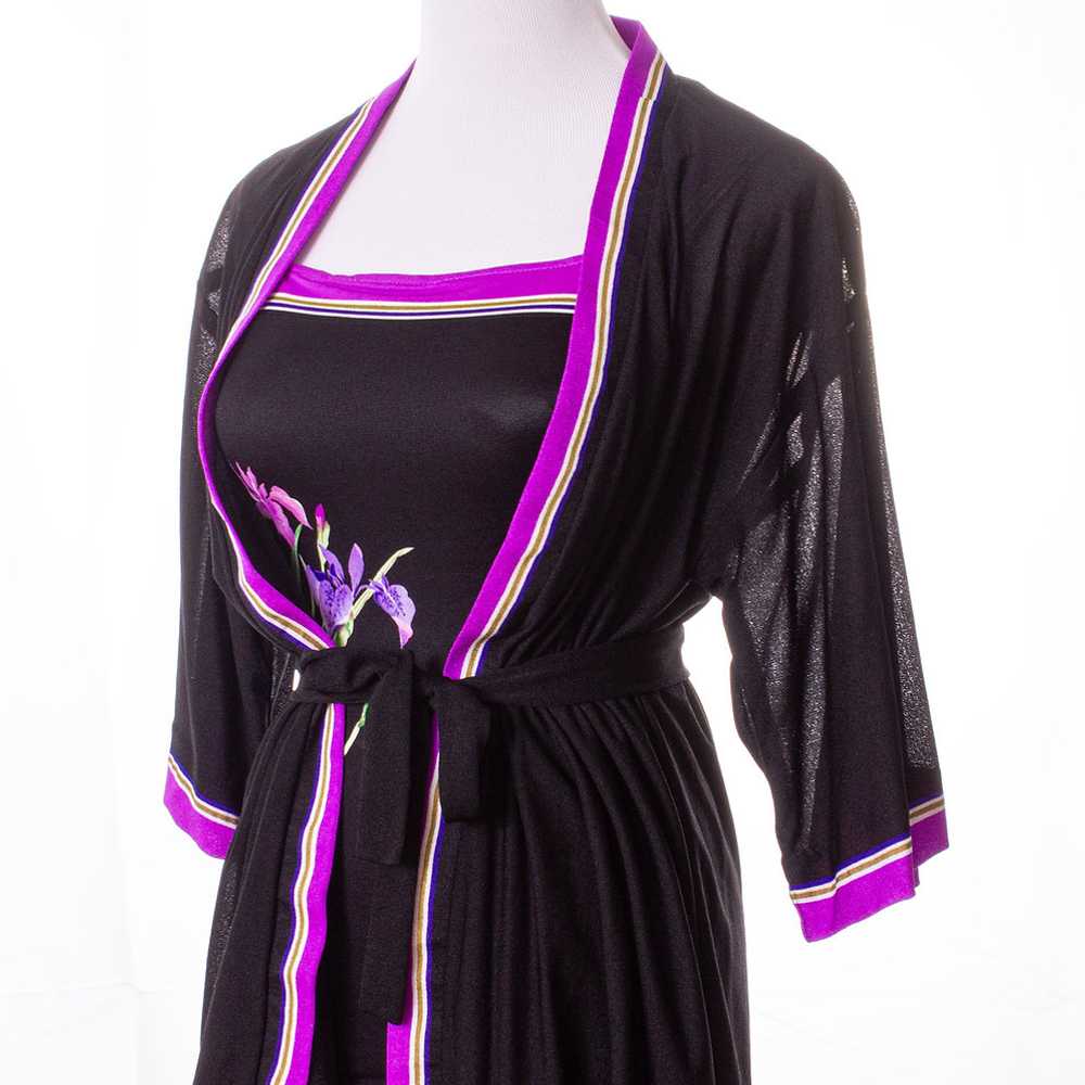 1970s Black and Purple Nylon Swimsuit with Matchi… - image 5