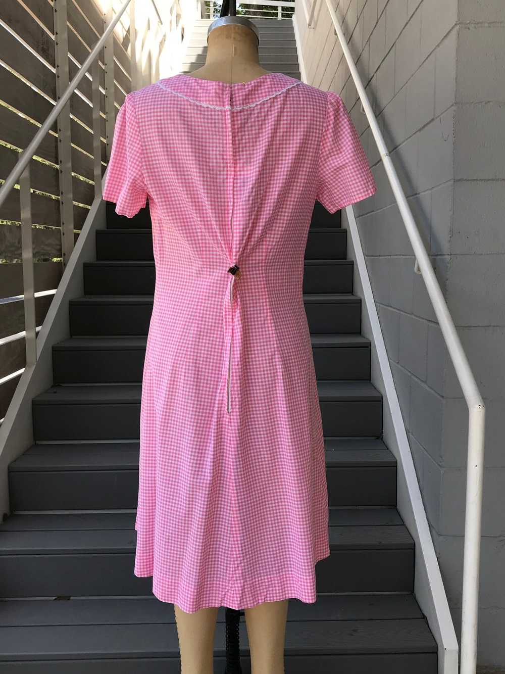 1960s Pink Checkered Day Dress - image 5