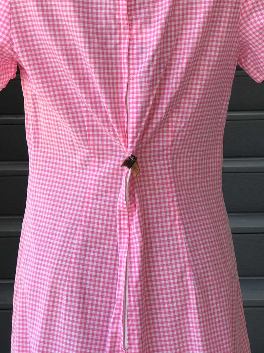 1960s Pink Checkered Day Dress - image 6