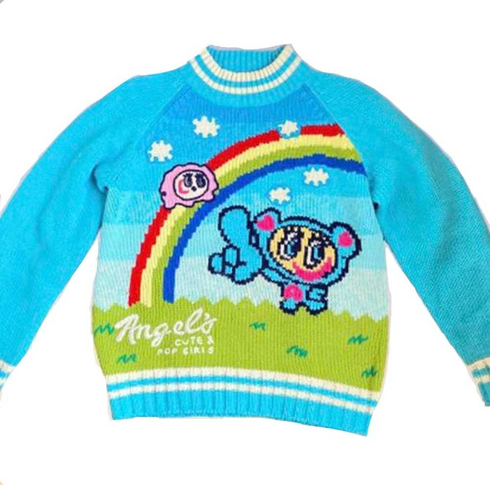 Japanese Brand Angel Blue Rainbow Knit Sweater - image 1