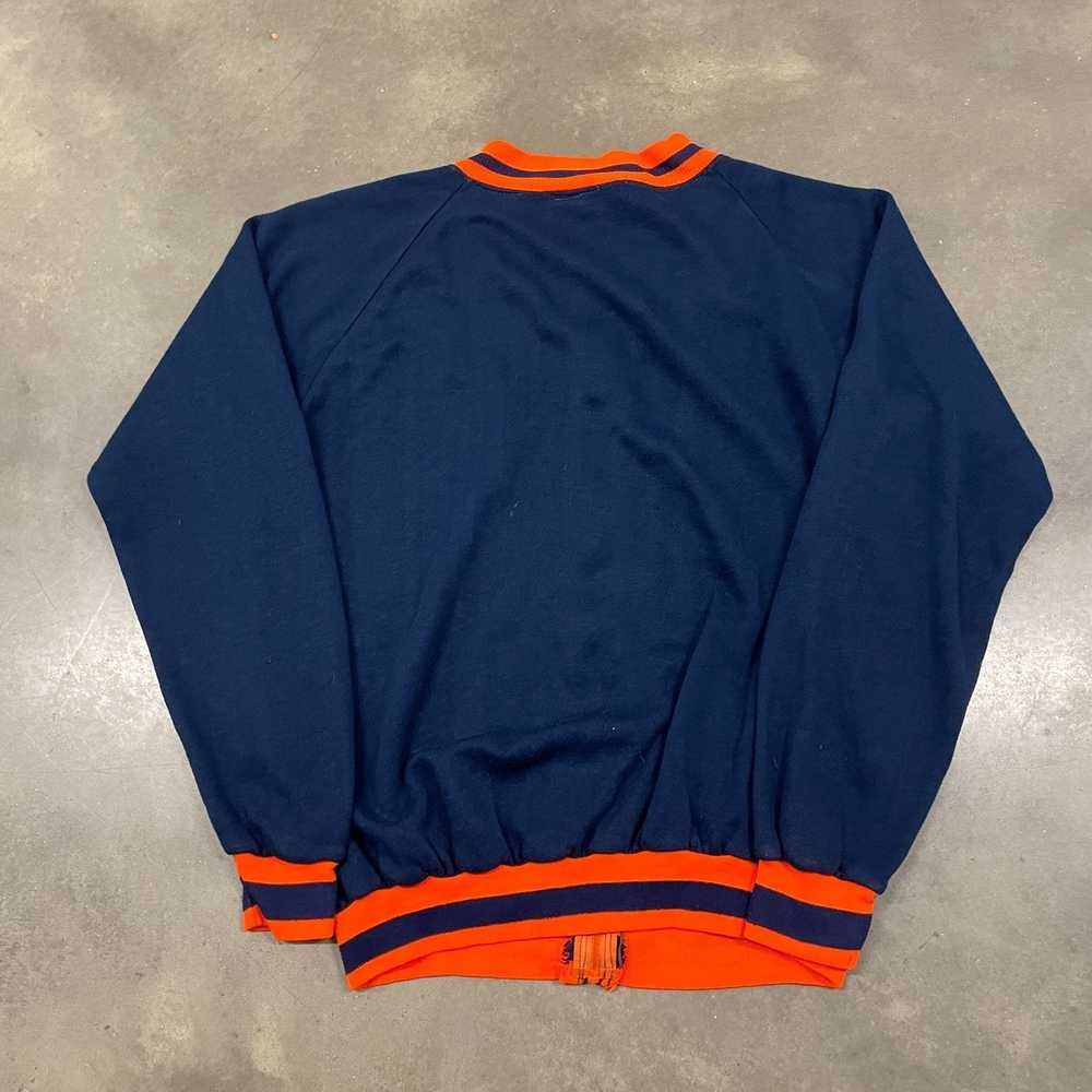 Vintage 70s Blue/Orange Zip Up Warm Up Sweatshirt… - image 10