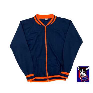 Vintage 70s Blue/Orange Zip Up Warm Up Sweatshirt… - image 1
