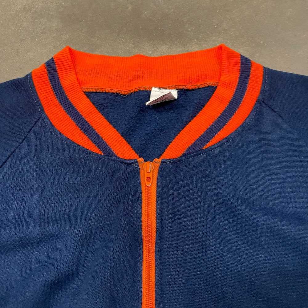Vintage 70s Blue/Orange Zip Up Warm Up Sweatshirt… - image 6