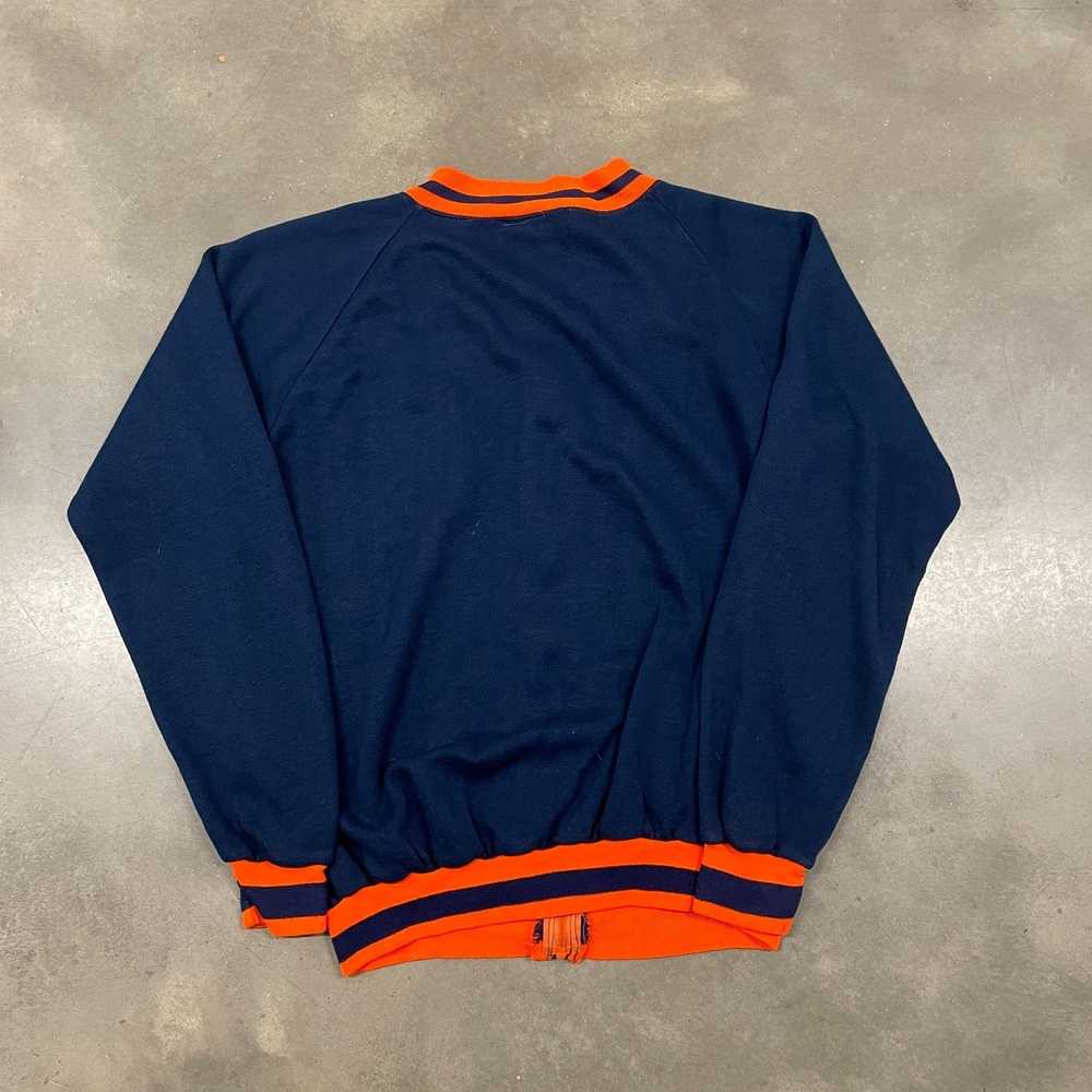 Vintage 70s Blue/Orange Zip Up Warm Up Sweatshirt… - image 8