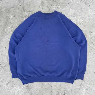 Hanes Vintage 90s Hanes Blue Sweatshirt USA Ragla… - image 1