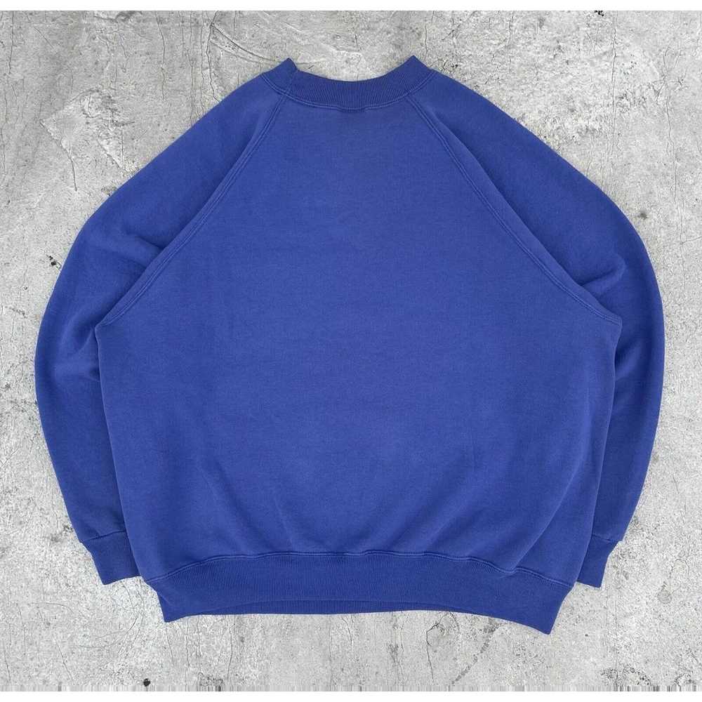 Hanes Vintage 90s Hanes Blue Sweatshirt USA Ragla… - image 2