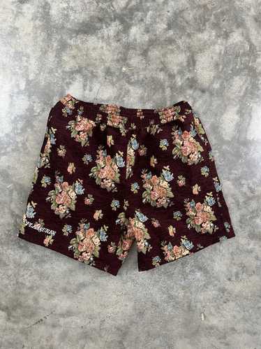 Pleasures Pleasures Burgundy Woven Flower Shorts E