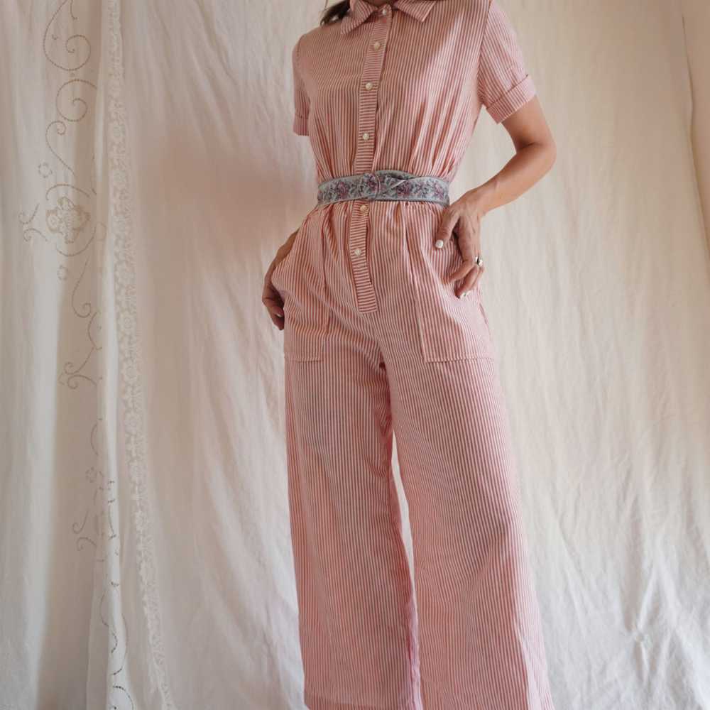 1970's Does 40's Candy Striped Jumpsuit - image 1