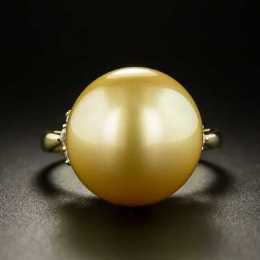 Estate Golden South Sea Pearl and Diamond Ring