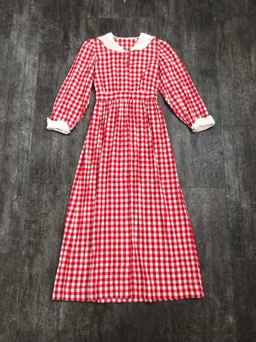 Antique Edwardian dress . vintage red and white g… - image 1