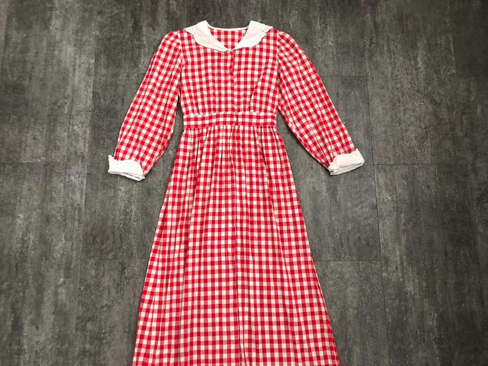 Antique Edwardian dress . vintage red and white g… - image 2