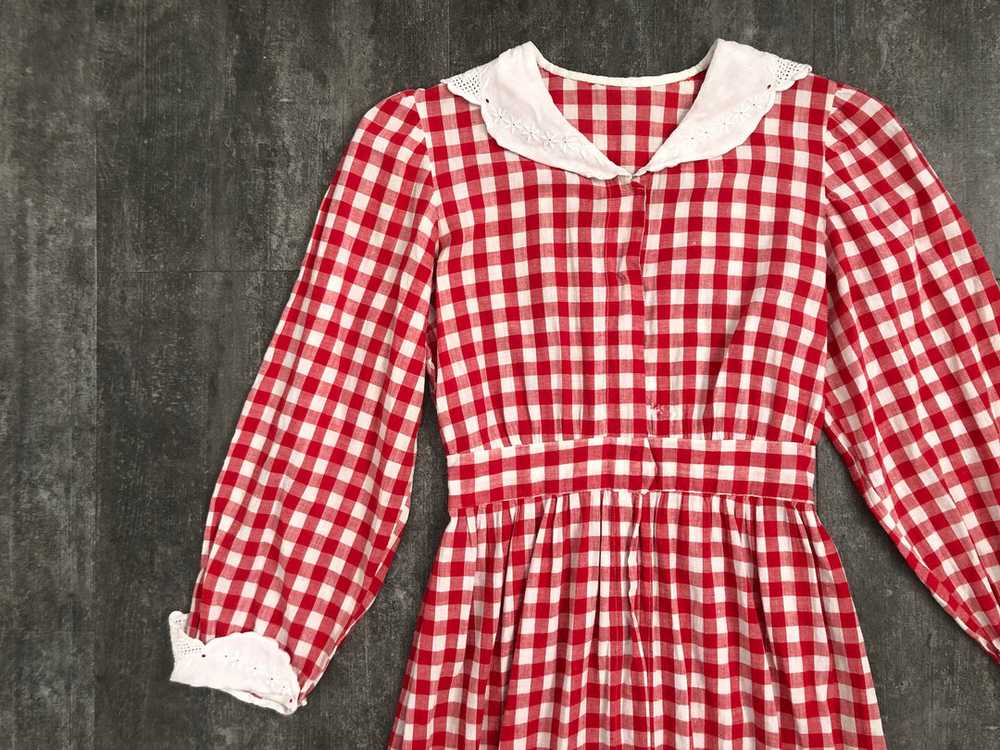 Antique Edwardian dress . vintage red and white g… - image 3