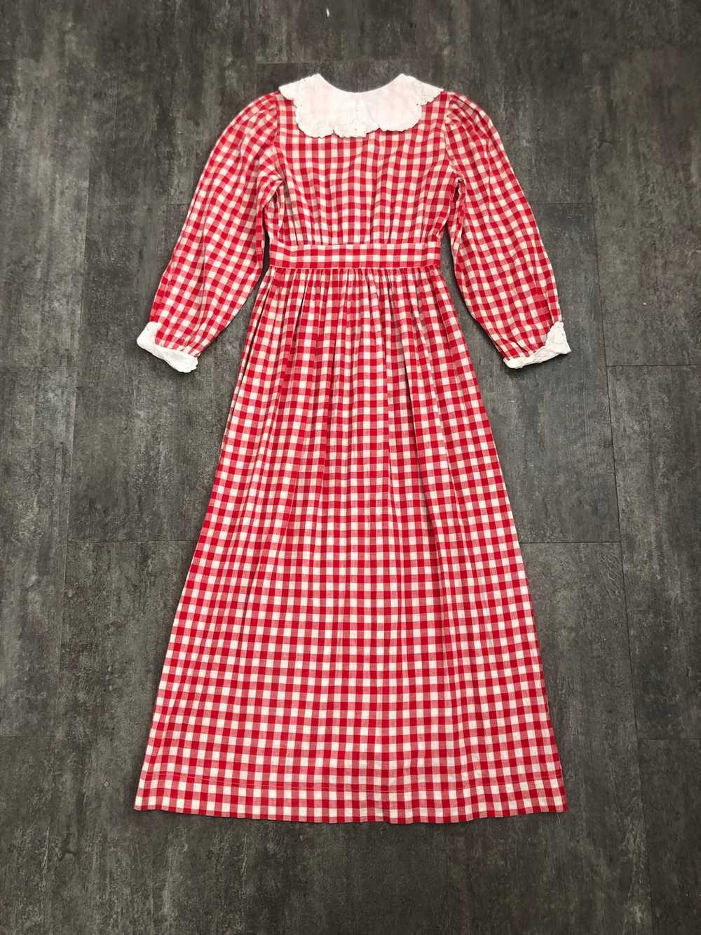Antique Edwardian dress . vintage red and white g… - image 4