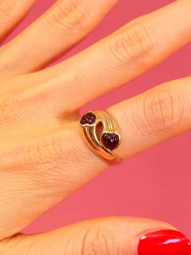 14k Heart Garnet Bipass Stye Ring