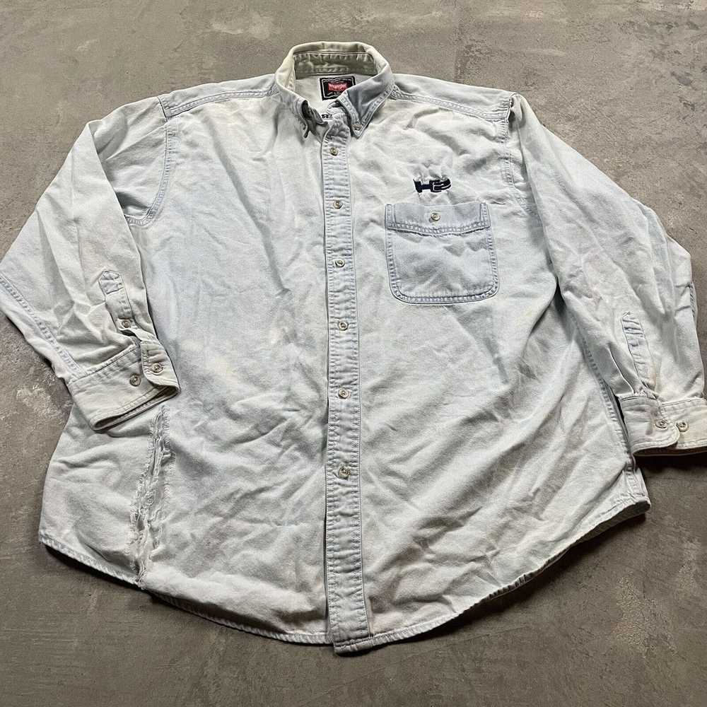 Vintage VTG HUMMER H2 Denim Jean Shirt Distressed… - image 1