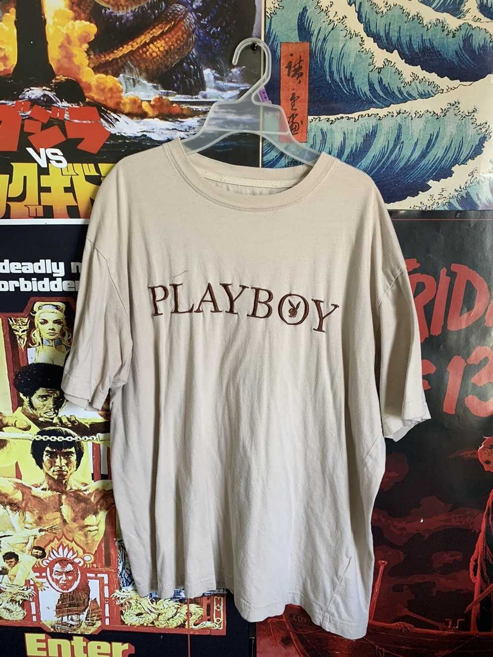 Playboy Embroidered beige Playboy tee shirt - image 1