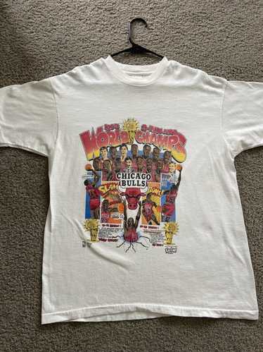 90s Chicago Bulls 3 Peat NBA Champs Glitter t-shirt Large - The