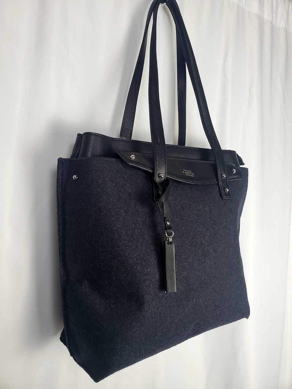 Vince Camuto Charcoal Wool & Black Leather Bag NWT - image 2