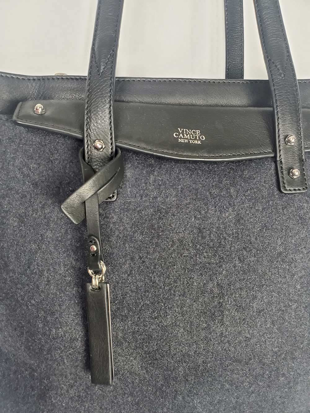 Vince Camuto Charcoal Wool & Black Leather Bag NWT - image 4