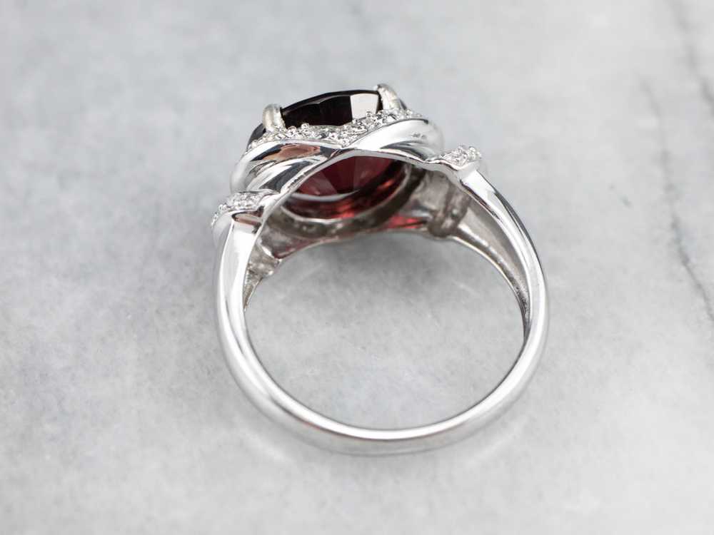 Modern Pyrope Garnet and Diamond Halo Ring - image 5