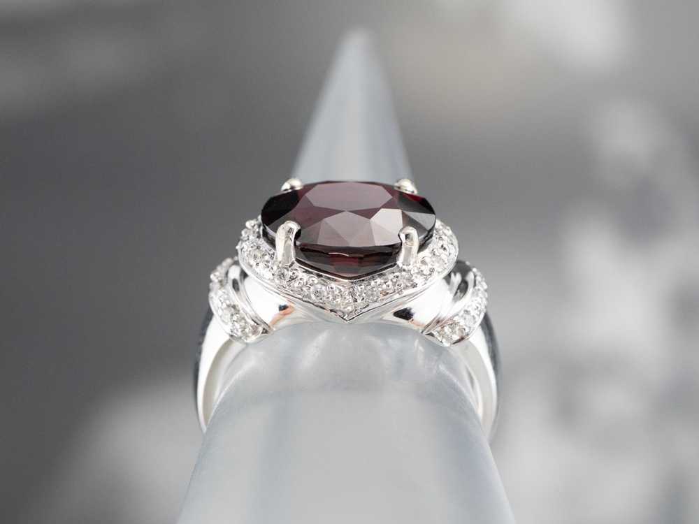 Modern Pyrope Garnet and Diamond Halo Ring - image 8
