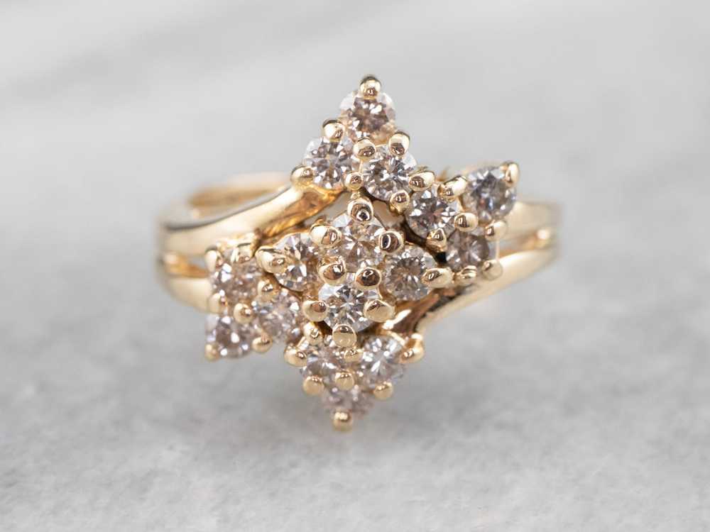 Vintage Gold Diamond Cluster Ring - image 1