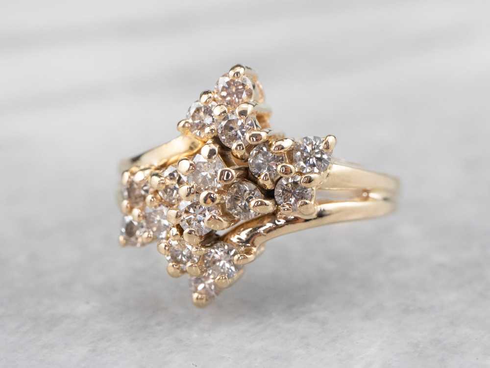 Vintage Gold Diamond Cluster Ring - image 2