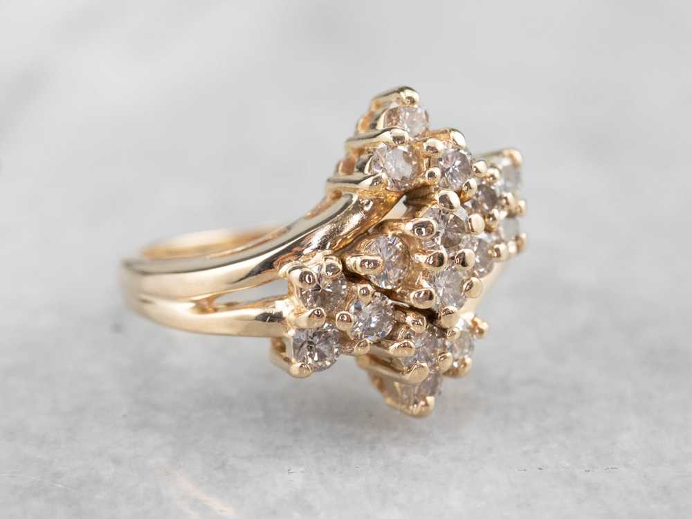 Vintage Gold Diamond Cluster Ring - image 3