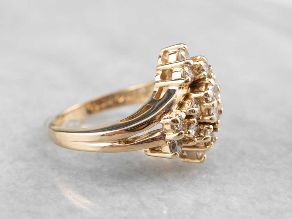 Vintage Gold Diamond Cluster Ring - image 4