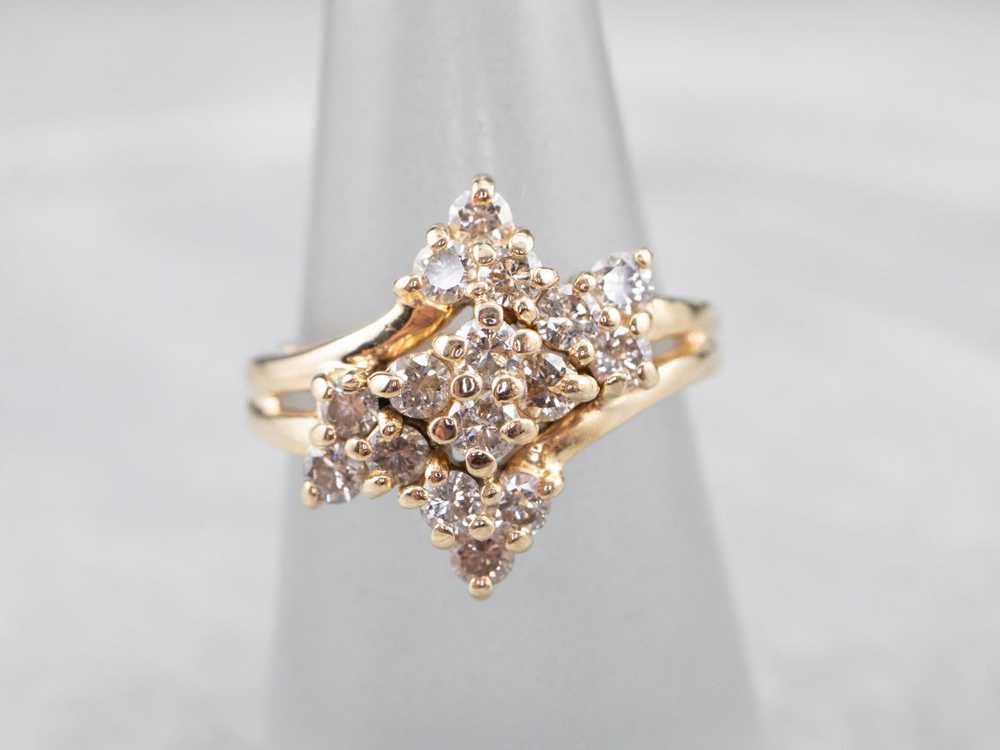 Vintage Gold Diamond Cluster Ring - image 7