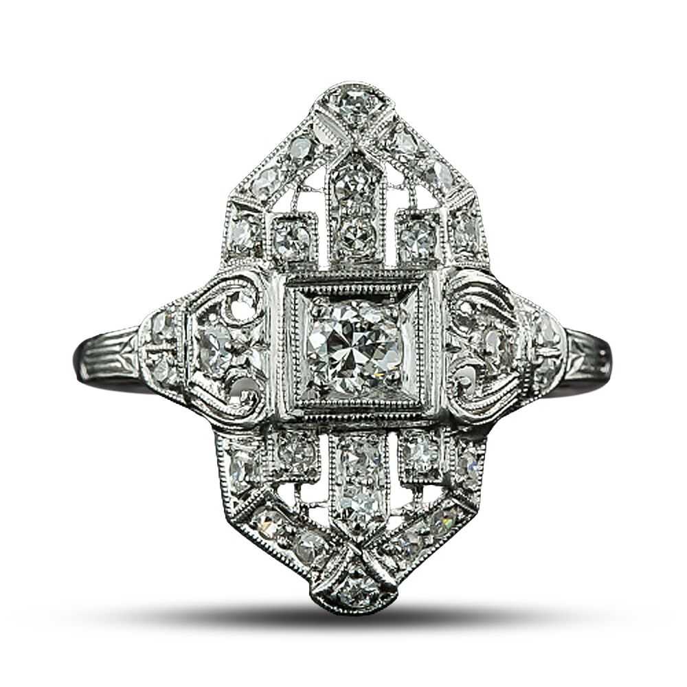 Art Deco Geometric Diamond Dinner Ring - image 4