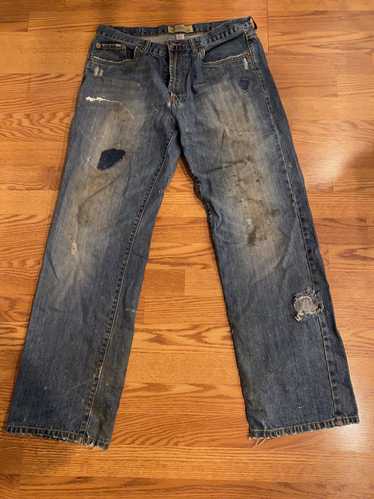 Vintage Distressed Workwear Denim Jeans - image 1
