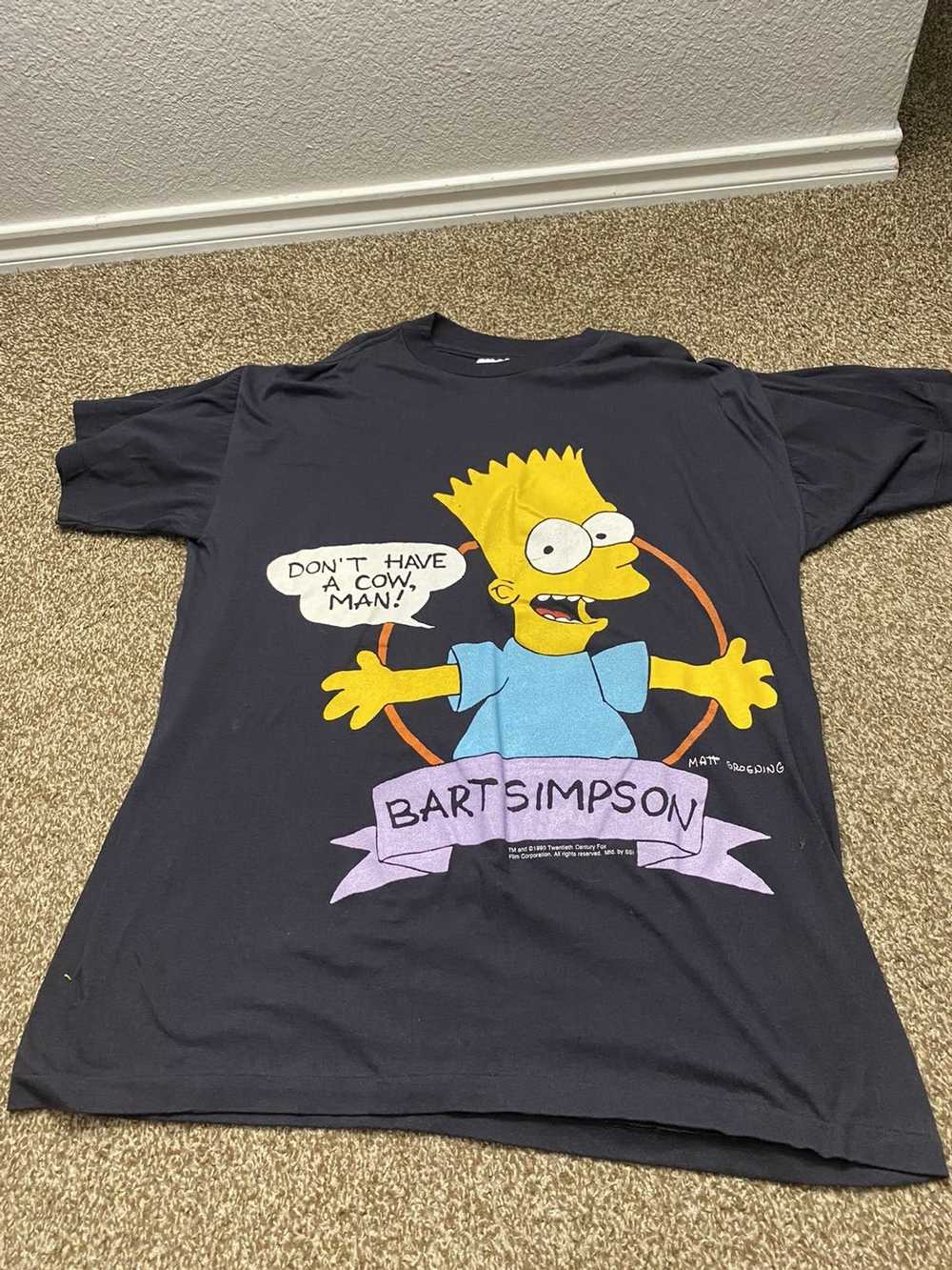 Vintage Lightly used Bart Simpson 90s black tee s… - image 2