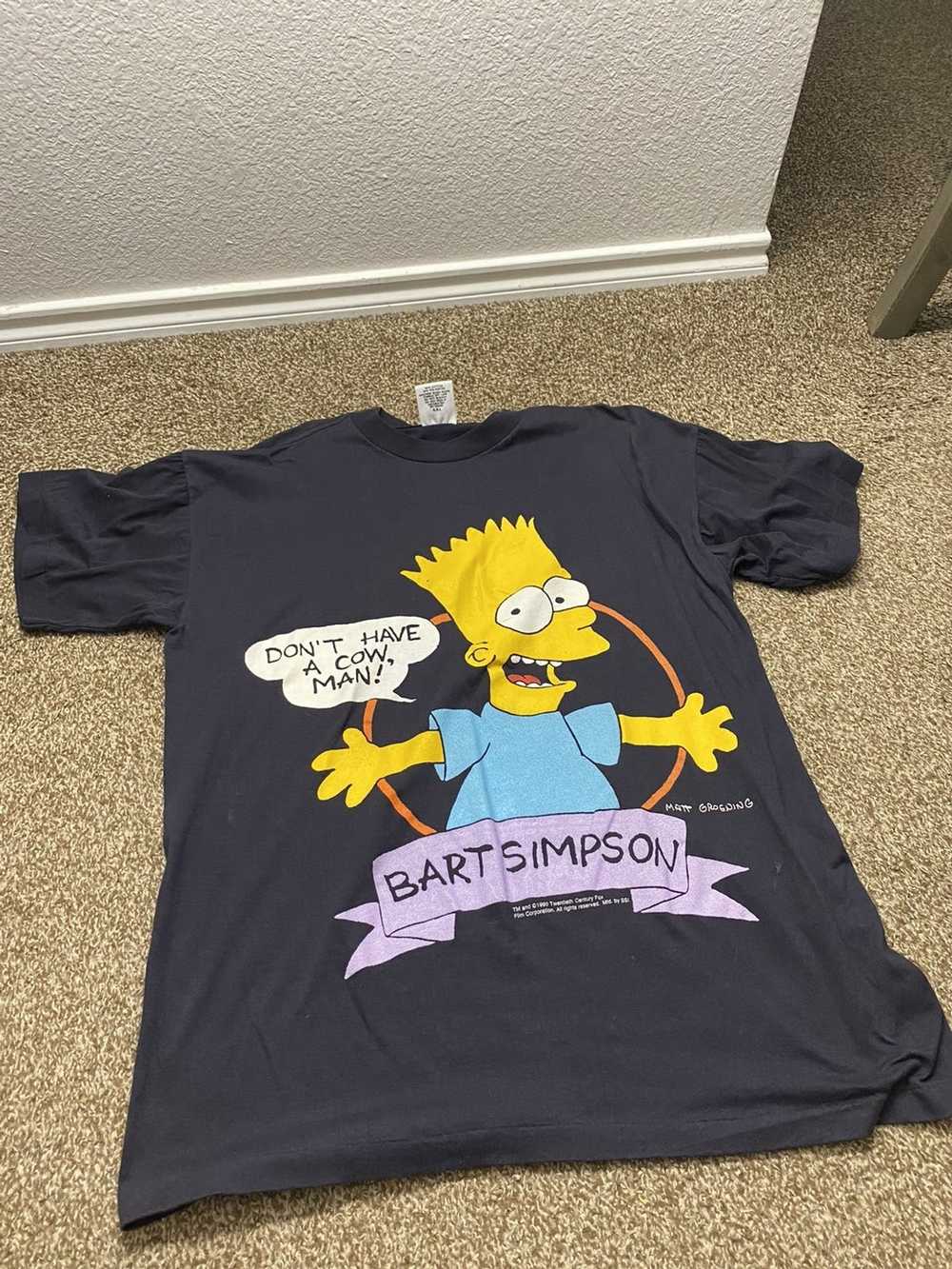 Vintage Lightly used Bart Simpson 90s black tee s… - image 5