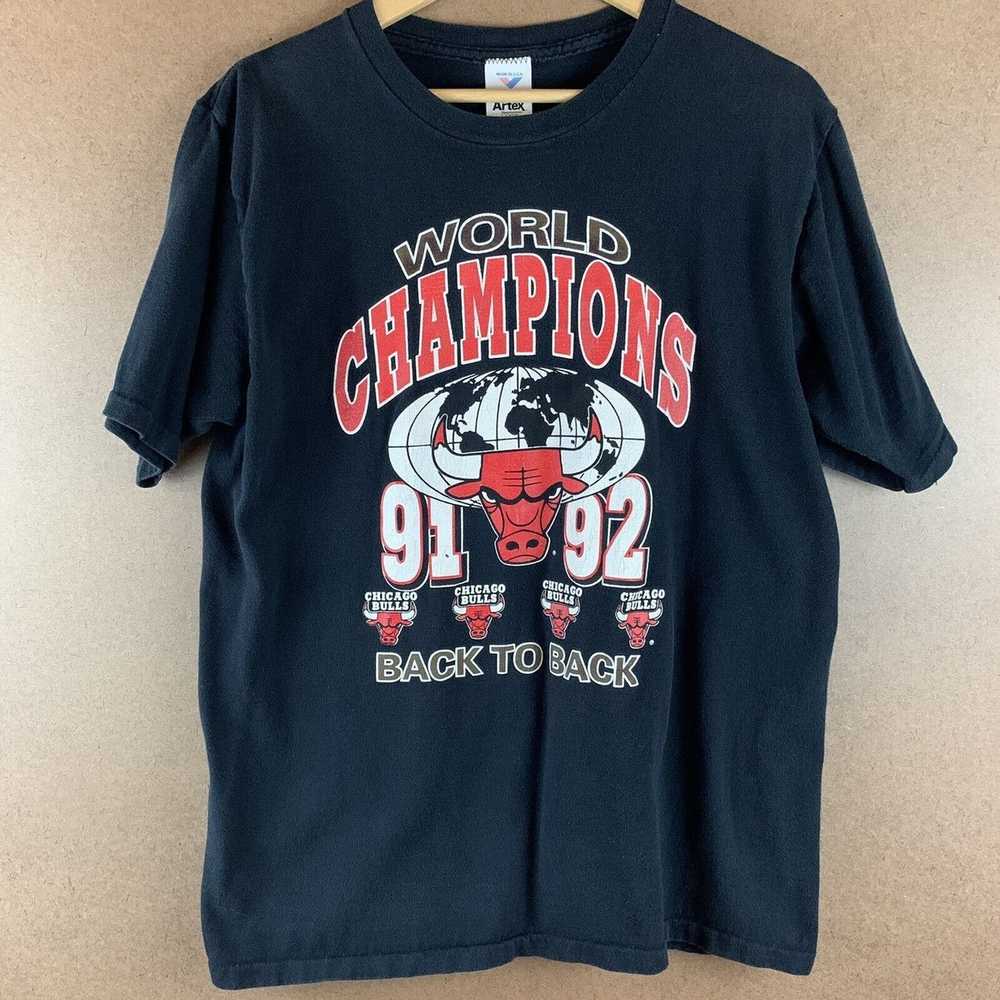 Vintage 90s Rare Artex Chicago Bulls 91-92 World … - image 1