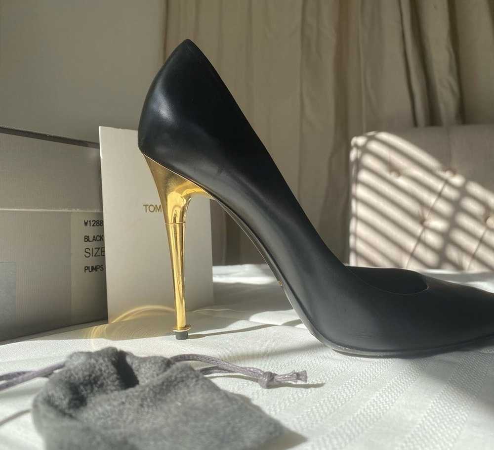 Tom Ford Tom Ford Leather Pumps with Gold Heel - image 1