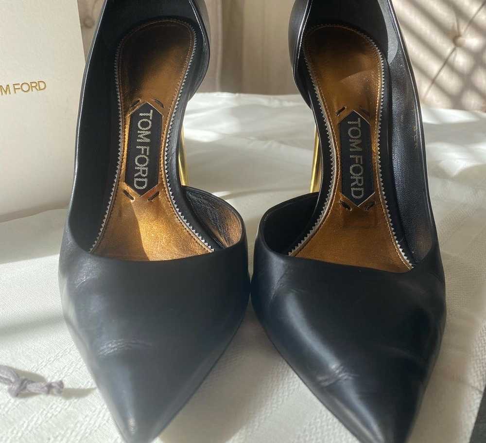 Tom Ford Tom Ford Leather Pumps with Gold Heel - image 2