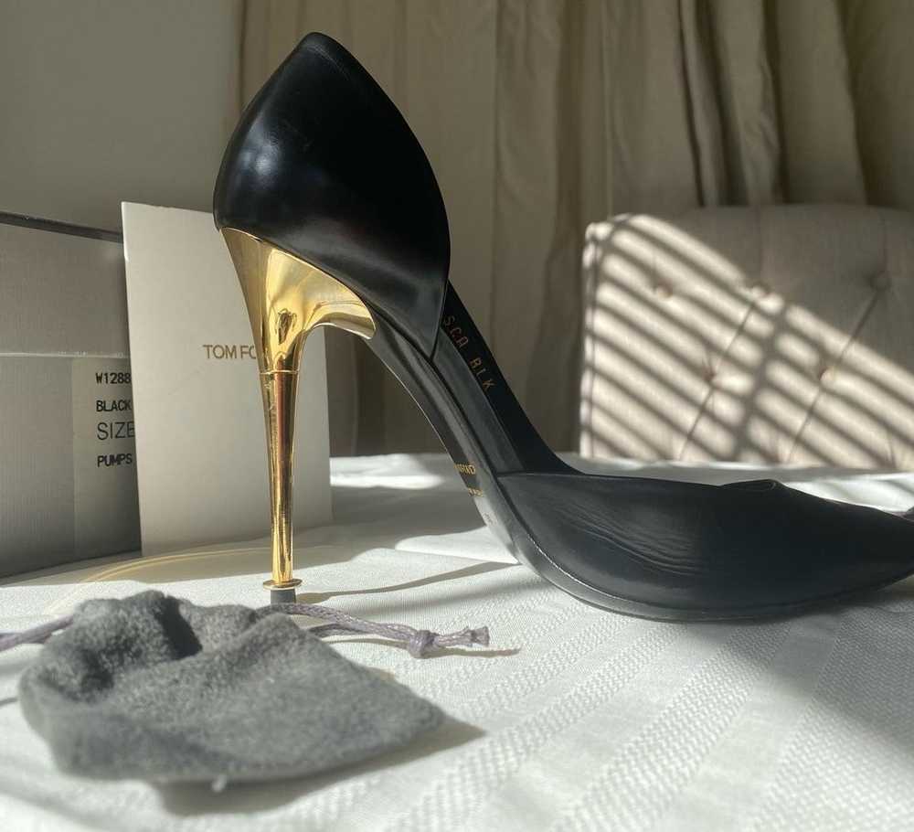 Tom Ford Tom Ford Leather Pumps with Gold Heel - image 9