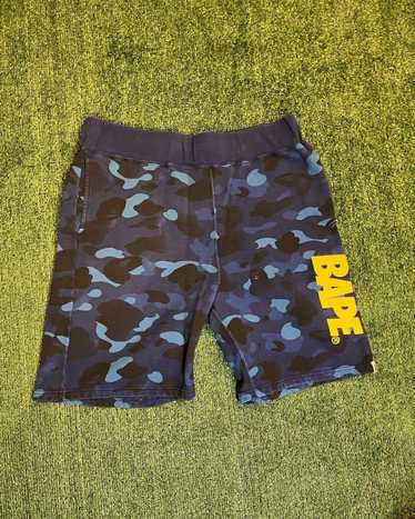 Bape Bape Camo Yellow Script Shorts