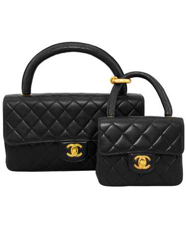 Chanel Black Lambskin Classic Single Flap Double T