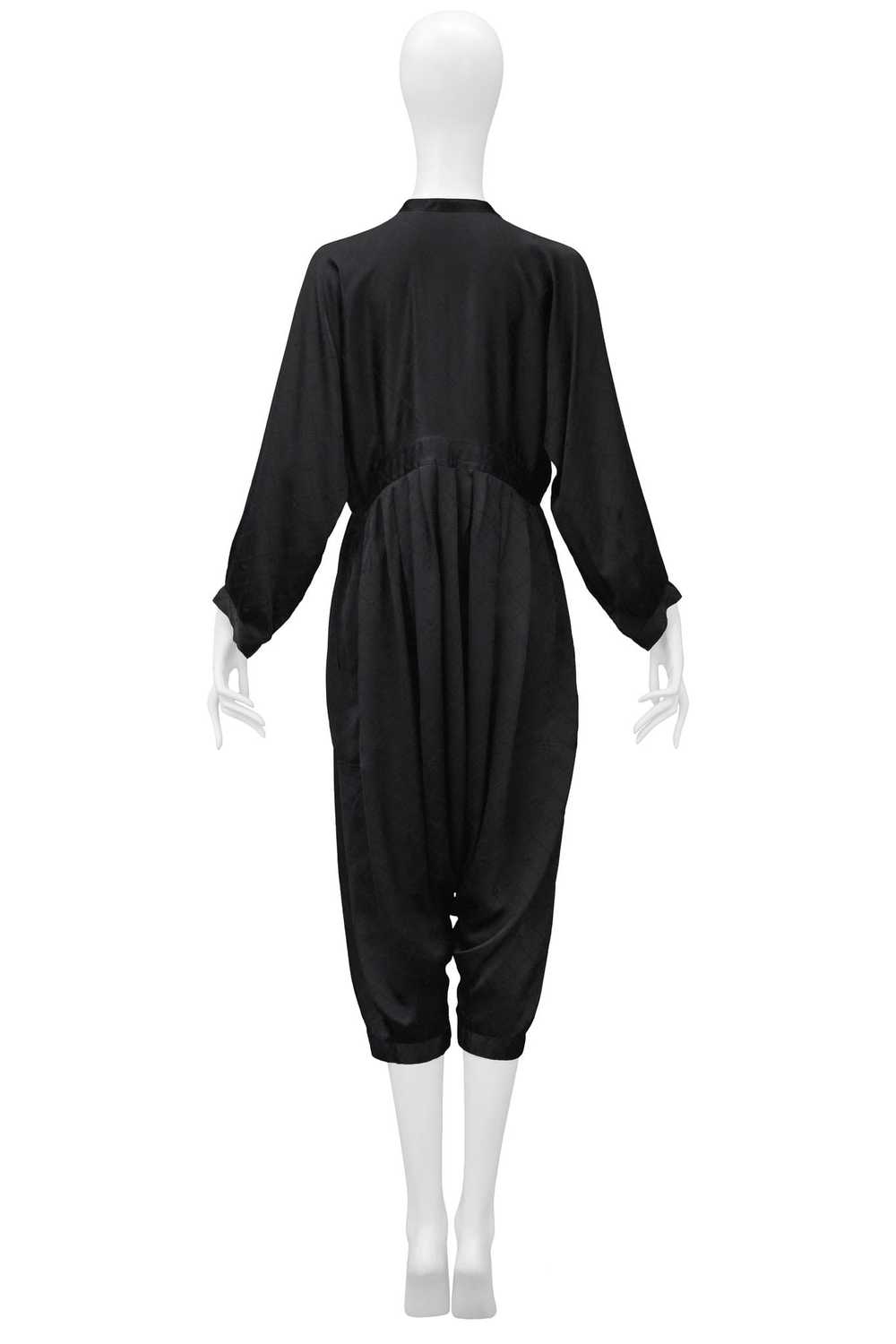 JOAN VASS BLACK SATIN JUMPSUIT WITH DIAMOND PATTE… - image 2