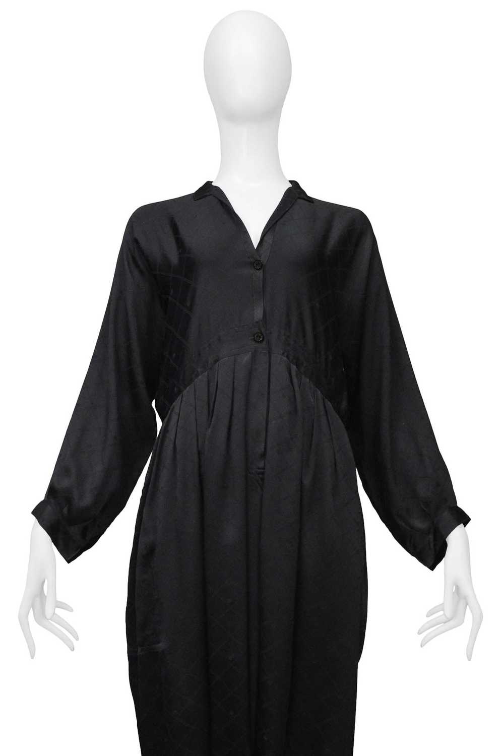 JOAN VASS BLACK SATIN JUMPSUIT WITH DIAMOND PATTE… - image 3